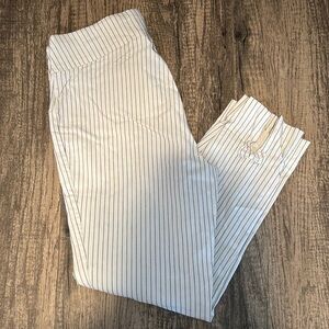 Van Heusen White and black Striped Trousers with Bow on leg